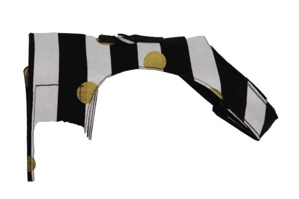 Black and White Striped Dotted in Gold Cat Harness - Image 2