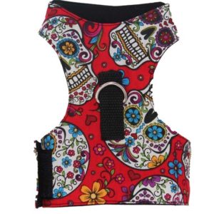 Red Sugar Skull Cat Harness