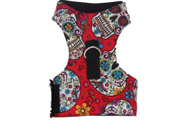 Red Sugar Skull Cat Harness